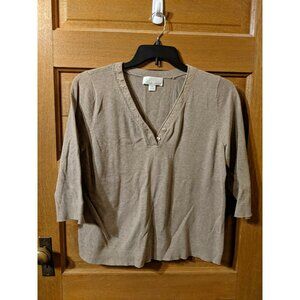 CJ Banks Size X Knit Top Blouse Shirt Brown Tan Knit Pull-Over